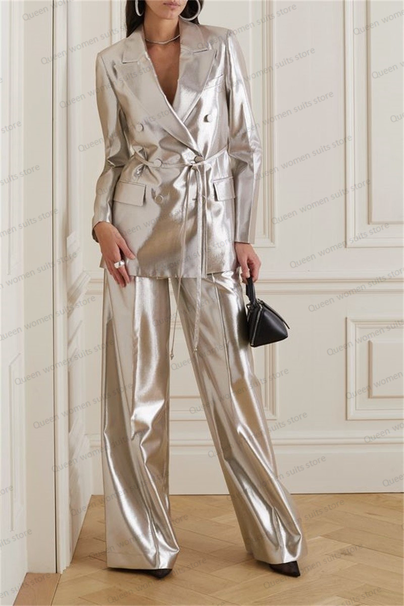 Women'S Formal Jackets To Wear With Dresses - Parlak saten düğün kadınlar Suit Set