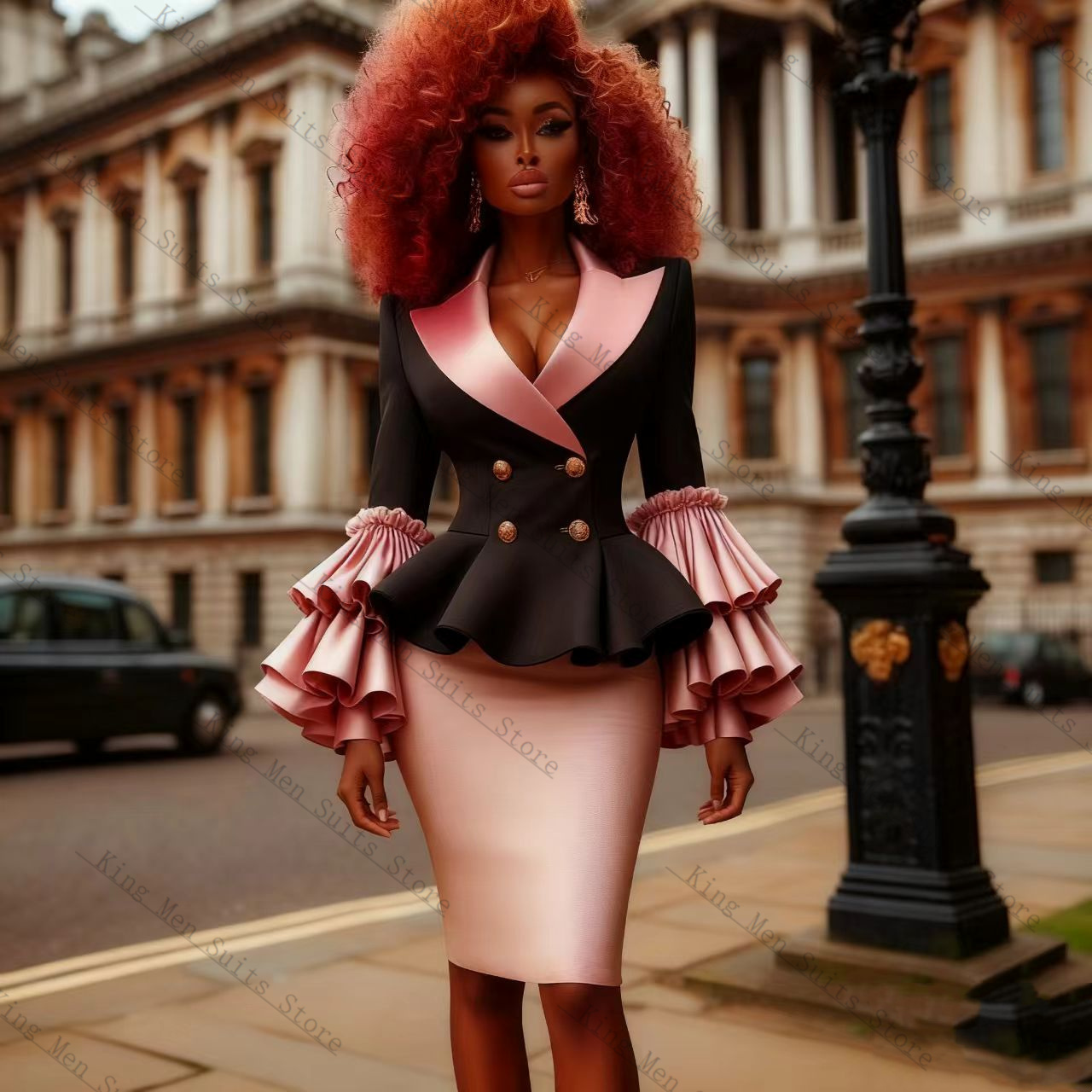 Women'S Formal Jackets To Wear With Dresses - Siyah Pembe Kadın Takım Elbise Seti