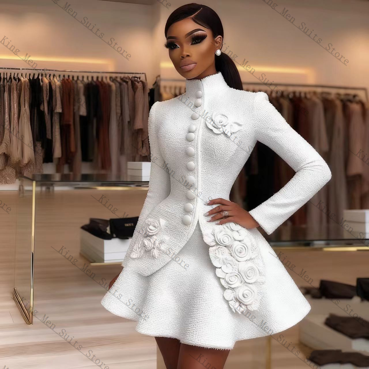 Women'S Formal Jackets To Wear With Dresses - Lüks Beyaz Kadın Takım Elbise Seti