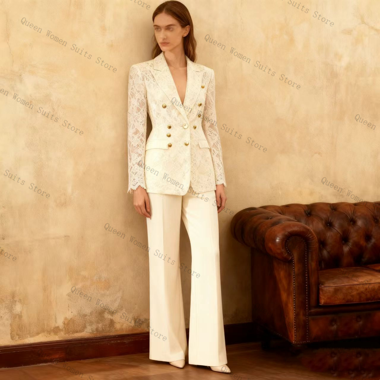 Women'S Formal Jackets To Wear With Dresses - Beyaz Dantel Kadın Takım Elbise Pantolon