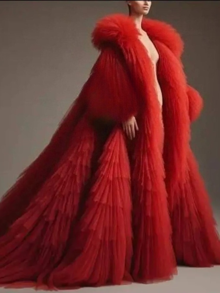 Kırmızı Kabarık Pileli Fırfırl - Women'S Red Formal Wear incelemesi ve fiyatı