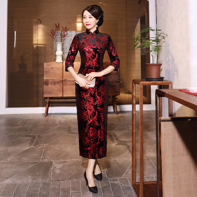 Qipao Kadın Sonbahar Kış Lüks  - Women'S Red Formal Wear incelemesi ve fiyatı